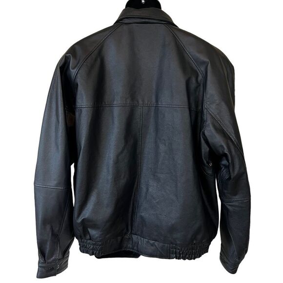 Black Leather Pabst Beer Exclusive Burk’s Bay Napa Bomber Jacket - Picture 16 of 16